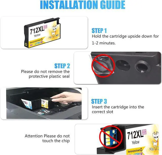 Alt view image 4 of 7 - Miss Deer 712XL Remanufactured Ink Cartridge Replacement  712 712XL Ink Cartridges,Work  DesignJet T210 T230 T250 T630 T650 Studio Plotter Printers 80ML for BK 29ML for CMY (4 Pack)