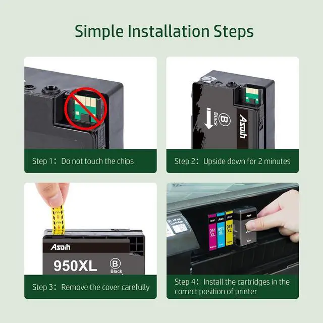 Alt view image 5 of 7 - 950XL 951XL Combo Replacement 950 951 Ink Cartridges Combo Pack Work OfficeJet Pro 8600 Ink Cartridges, OfficeJet Pro 8610, Pro 251dw 276dw, 8100 8620 Series, 5 Pack