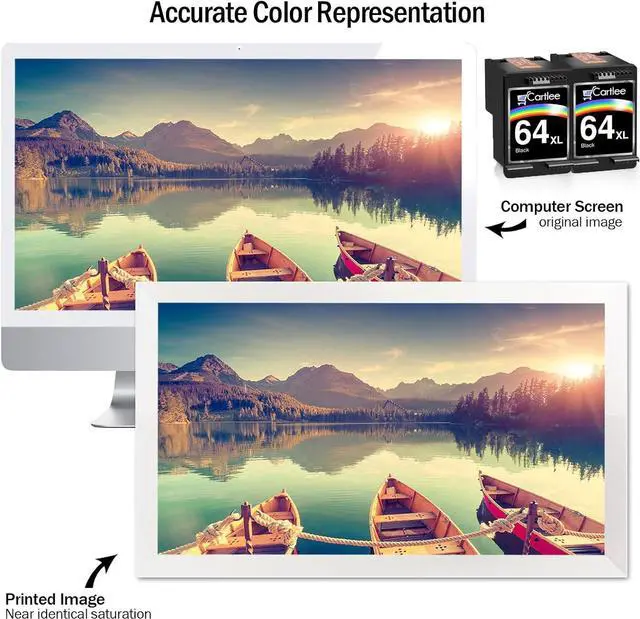 Alt view image 5 of 7 - Cartlee Remanufactured Ink Cartridge Replacement  64 XL 64XL for Envy Photo 6252 6255 6258 7120 7155 7158 7164 7800 7855 7864 7858 Printers Inkjet Pack Combo (2 Black)
