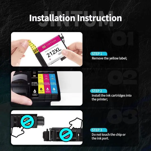 Alt view image 6 of 6 - 212XL Ink Cartridges Remanufactured Epson 212 Ink Cartridges for Epson 212XL T212XL for use with Expression Home XP-4100 XP-4105 Workforce WF-2850 WF-2830 Printer (4-Pack)