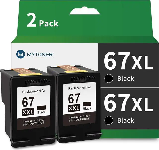 Main image of MYTONER 67XL Black Remanufactured Ink Cartridge Replacement  Ink 67 67 XL  Printer Envy Pro 6455 6458 6052 Deskjet 2755 2722 Plus 4155 Ink Cartridges (Black, 2 Pack)