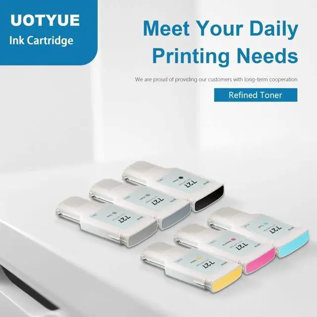 Alt view image 6 of 6 - 727 130-ml Full Color Ink Cartridges(6-Pcs, Photo Black/Matte Black/Gray/Cyan/Magenta/Yellow) - Utye Compatible Ink Replacement  727 work with DesignJet T1530 T2500 T920 T930 T1500 T2530 Printer