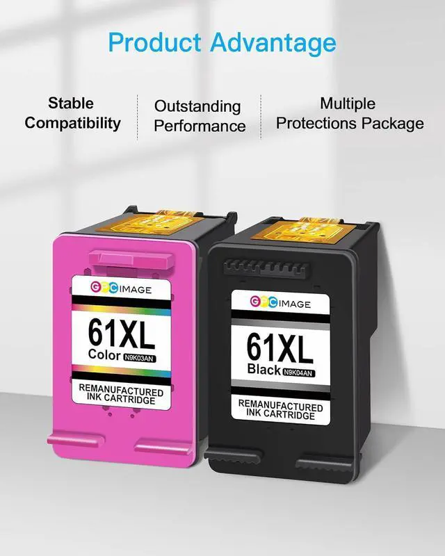 Alt view image 2 of 7 - GPC Image Remanufactured Ink Cartridge Replacement  61XL 61 XL Compatible with Envy 4500 5530 4502 Officejet 4630 4632 4635 Deskjet 2540 1000 3050 Printer Tray(1 Black 1 Tri-Color)