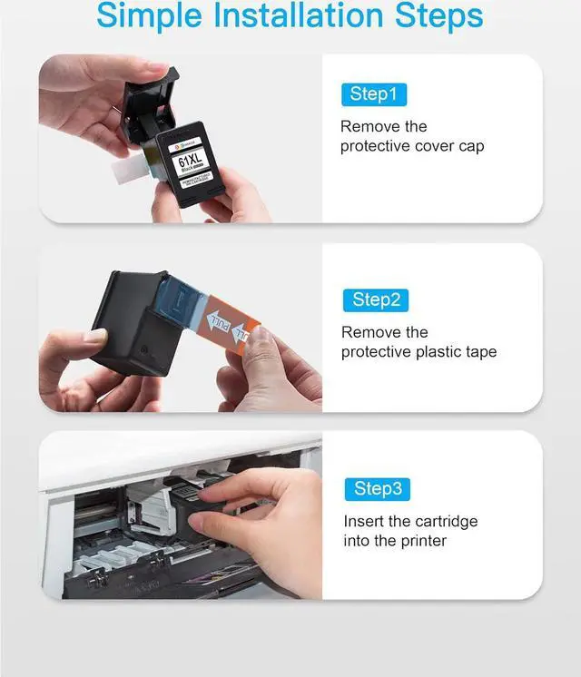Alt view image 5 of 7 - GPC Image Remanufactured Ink Cartridge Replacement  61XL 61 XL Compatible with Envy 4500 5530 4502 Officejet 4630 4632 4635 Deskjet 2540 1000 3050 Printer Tray(1 Black 1 Tri-Color)