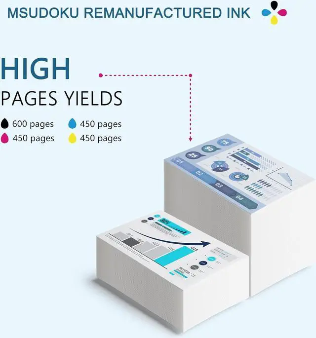 Alt view image 3 of 7 - Msudoku 212XL 212 Ink Cartridges Remanufactured 5 Pack Replacement  212 212XL Ink cartridges Combo Pack T212XL T212 Use with Epson XP-4100 XP-4105 Workforce WF-2850 WF-2830 Printers
