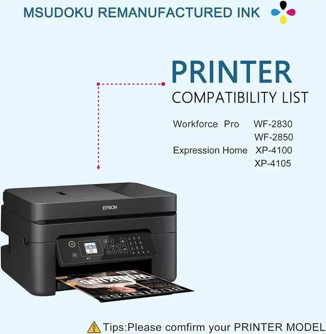 Alt view image 4 of 7 - Msudoku 212XL 212 Ink Cartridges Remanufactured 5 Pack Replacement  212 212XL Ink cartridges Combo Pack T212XL T212 Use with Epson XP-4100 XP-4105 Workforce WF-2850 WF-2830 Printers