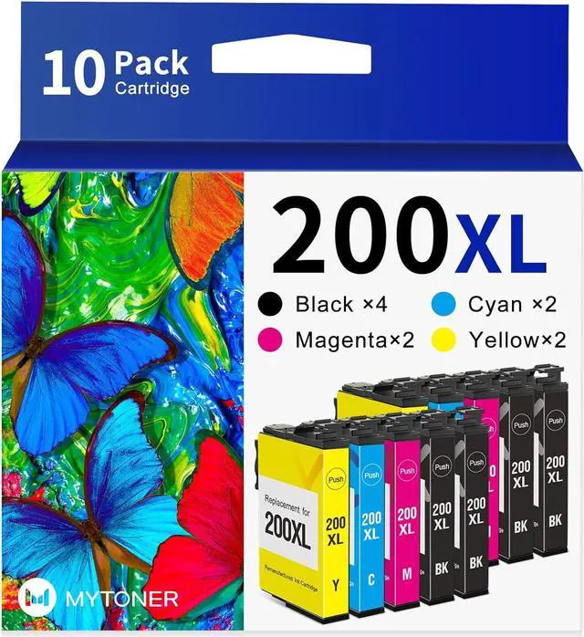 Main image of MYTONER Remanufactured Ink Cartridge Replacement  200XL 200 XL T200XL ink for XP-200 XP-300 XP-310 XP-400 XP-410 WF-2520 WF-2530 WF-2540 printer(4 Black, 2 Cyan, 2 Magenta, 2 Yellow, 10-Pack)