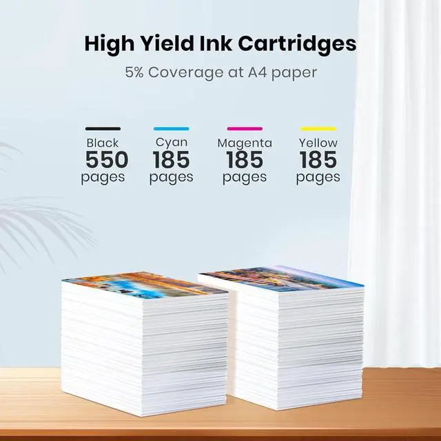 Alt view image 3 of 7 - 222XL Ink Cartridges Replacement  222 Ink Cartridges 222XL T222 Black and Color Combo Pack Work with XP-5200, WF-2960 Printer (1 Black, 1 Cyan, 1 Magenta, 1 Yellow, 4 Pack)