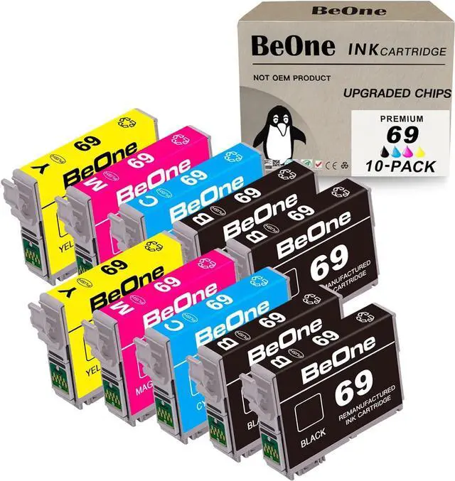 Main image of BeOne T69 Ink Cartridges Remanufactured Replacement  69 T069 10-Pack to Use with Stylus NX100 NX110 NX215 NX300 NX400 NX415 NX510 NX515 Workforce 30 40 310 500 600 610 615 (4BK 2C 2M 2Y)