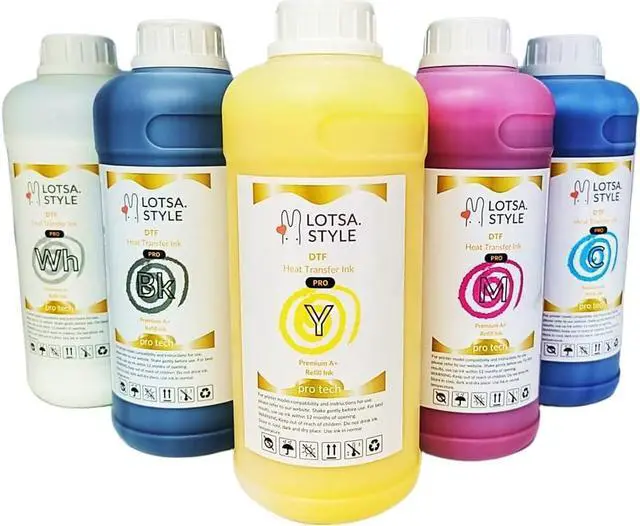 Main image of Premium PRO DTF Ink Refill for Inkjet Printers Heat Transfer Film Printing, Large and Wide Format Commercial Edition (250ml x 6, CMYK Wh)