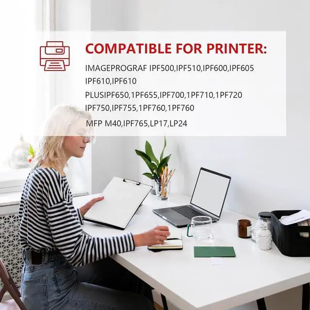 Alt view image 5 of 7 - PFI-102 5-Color Ink Tank (5PK, Matte Black/Black/Cyan/Magenta/Yellow) - Compatible Loment- PFI-102MBK PFI-102BK PFI-102C PFI-102M PFI-102Y Replacement  IPF500 IPF600 IPF605 IPF700 Printer