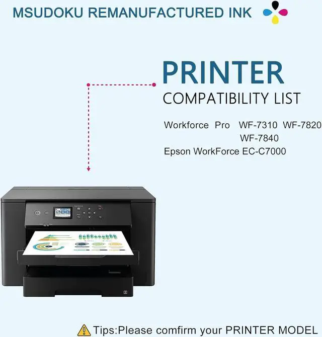 Alt view image 4 of 7 - Msudoku Remanufactured 812XL Ink Cartridges Combo Pack Replacement  812 812XL Ink Cartridges T812 T812XL Ink Use  Workforce Pro WF-7820 WF-7840 wf-7310 EC-C7000 Printer(4 Pack)