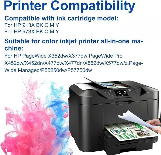 Alt view image 2 of 7 - 913A High Yield Ink Cartridges, Compatible  913A BK C M Y Ink Cartridges,Work  PageWide X352dw X377dw X452dw X452dn X477dw X477dn X552dw X577dwz P55250dw