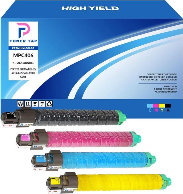 Toner Tap High Yield for Ricoh MP C406 C307 C306 (4-Pack Bundle) 842091  842092 842093 842094 Compatible Cartridge Replacements