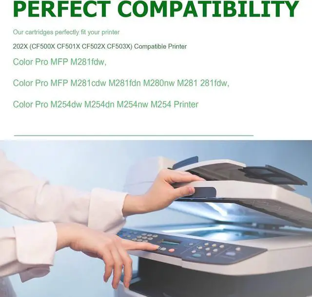 Alt view image 3 of 5 - 202X Toner Cartridges - High Yield 4 Pack Replacement for HP Color Laserjet Pro M254dw MFP M281cdw, M281fdw M281fdn M281 M254 Series