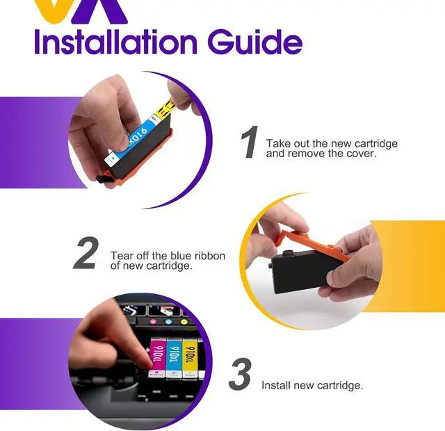 Alt view image 7 of 7 - 910XL Ink Cartridges Combo Pack 910 XL Replacement Compatible with OfficeJet Pro 8020 8025 8028 8035 8030 8010 8015 8018 8022 Printer (1BK+1C+1M+1Y)