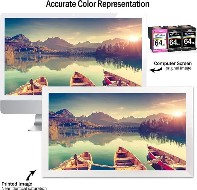 Alt view image 5 of 7 - Cartlee Remanufactured Ink Cartridge Replacement  64 XL 64XL for Envy Photo 6252 6255 6258 7120 7155 7158 7164 7800 7855 7858 7864 Inkjet Printers Pack Combo (2 Black, 1 Tri Color)