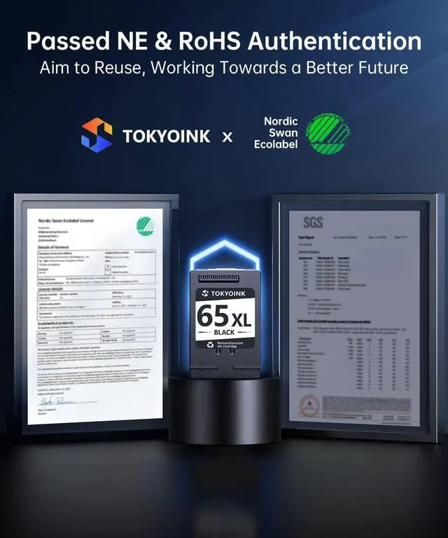 Alt view image 7 of 7 - TOKYOINK 65 Ink cartridges Black Color Combo Pack Remanufactured Compatible  Ink 65 65XL Printer Ink 65, Work for Envy 5058 5055 5034 5032 5030 5014 5012, DeskJet 3755 2655 2624 3758 - BK&Color