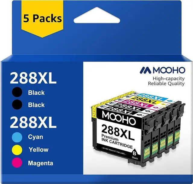 Main image of Mooho 288XL Ink Cartridges Replacement 288 Ink Cartridges for XP-440 XP-446 XP-330 XP-340 XP-430 XP-446 Ink Cartridges (2 Black, 1 Cyan, 1 Magenta, 1 Yellow, 5 Pack)