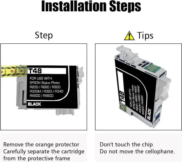 Alt view image 3 of 7 - NoahArk 7 Packs T048 T48 Remanufactured Ink Cartridge Replacement  48 for Stylus Photo R200 R220 R300 R300M R320 R340 RX500 RX600 RX620 Printer (2BK/1C/1M/1Y/1LC/1LM,7-Pack)