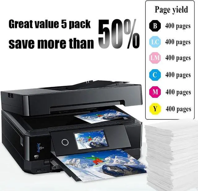 Alt view image 4 of 7 - NoahArk 7 Packs T048 T48 Remanufactured Ink Cartridge Replacement  48 for Stylus Photo R200 R220 R300 R300M R320 R340 RX500 RX600 RX620 Printer (2BK/1C/1M/1Y/1LC/1LM,7-Pack)