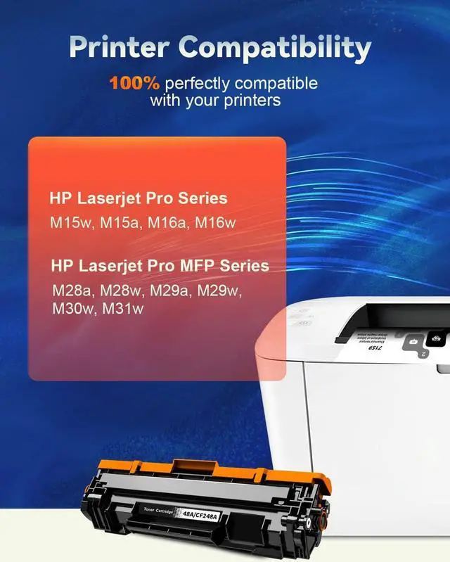 Alt view image 2 of 7 - {Latest Chip} CF248A 48A Toner Cartridge Replacement  Laserjet 48A Black Toner Cartridge  Laserjet Pro M15w M15a M16a M16w MFP M29w M28a M28w M31w M30w Printers (2 Packs)