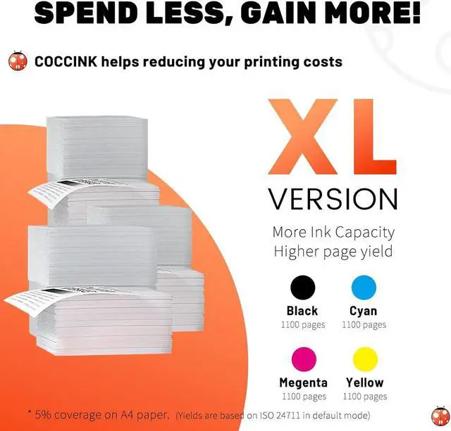 Alt view image 3 of 6 - COCCINK 822XL Ink Cartridges  822 XL T822 for Workforce Pro WF-3820 WF-4830 WF-4820 WF-4833 WF-4834 Printer Ultra Combo Pack Remanufactured Printer Ink (Black Cyan Magenta Yellow, 4 Pack)