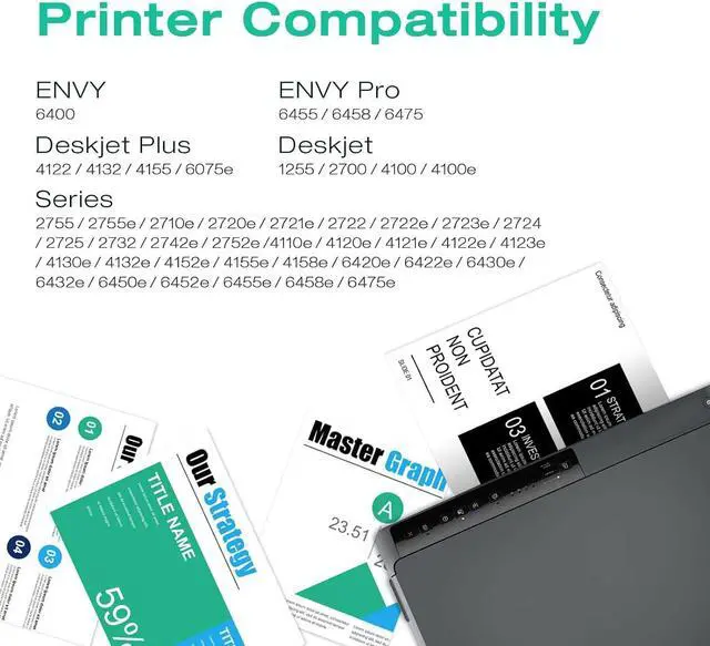 Alt view image 2 of 6 - 67XL Ink Cartridge Black Color Combo Pack Replacement  for Envy 6000 6055 6055e 6052 6058 6075 Envy Pro 6400 6455 6455e 6452 6458(2-Pack)