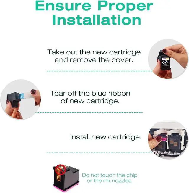 Alt view image 6 of 6 - 67XL Ink Cartridge Black Color Combo Pack Replacement  for Envy 6000 6055 6055e 6052 6058 6075 Envy Pro 6400 6455 6455e 6452 6458(2-Pack)