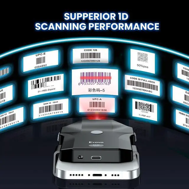 Alt view image 5 of 7 - Eyoyo Bluetooth QR Code Scanner, 2D Wireless Back Clip Phone UPC USB Barcode Scanner Reader with Battery Level Indicator Compatible with 4.7"-7.2" Android Phone, iPhone for Book Library Inventory