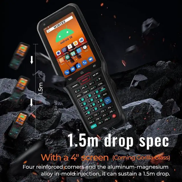 Alt view image 6 of 6 - Android Barcode Scanner with Pistol Grip, Android 10 WINTEX Rugged IP66 PDA Handheld with 2D Scanner 3G 4G Bluetooth GPS Wi-Fi, 3750mAh High Voltage Battery