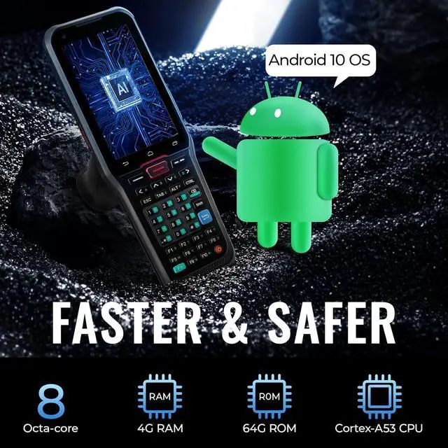 Alt view image 3 of 6 - Android Barcode Scanner with Pistol Grip, Android 10 WINTEX Rugged IP66 PDA Handheld with 2D Scanner 3G 4G Bluetooth GPS Wi-Fi, 3750mAh High Voltage Battery