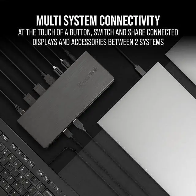 Alt view image 3 of 6 - VisionTek VT4950 KVM USB-C Docking Station - Dual Host 100W Charging, Triple 4K Display, 4X USB, 1x USB-C, Ethernet and Audio, for Windows, Mac and Chrome OS 901520