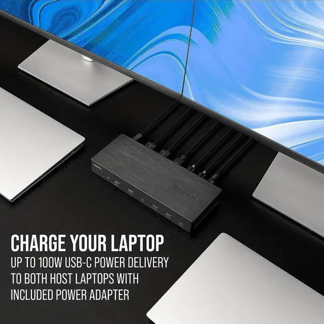 Alt view image 6 of 6 - VisionTek VT4950 KVM USB-C Docking Station - Dual Host 100W Charging, Triple 4K Display, 4X USB, 1x USB-C, Ethernet and Audio, for Windows, Mac and Chrome OS 901520