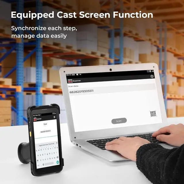 Alt view image 6 of 7 - 2023 Android Barcode Scanner with Pistol Grip, Android 11, Wi-Fi 6 MUNBYN Mobile Computer Handheld Rugged PDA 5.5" Data Terminal SE4710 Zebra Scanner Bluetooth GPS 1D/2D/QR Barcode Scanner Collector
