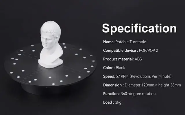 Alt view image 7 of 7 - Revopoint Portable Turntable for POP/POP2/MINI 3D Scanner