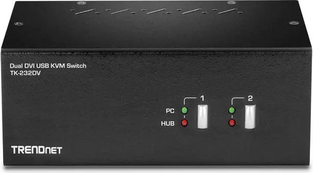 Alt view image 6 of 7 - TRENDnet 2-Port Dual Monitor DVI KVM Switch with Audio, 2-Port USB 2.0 Hub, Digital Resolutions up to 1920 x 1200, Analog Resolutions up to 2048 x 1536, TK-232DV