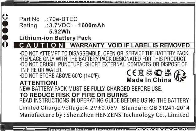 Alt view image 5 of 5 - Synergy Digital Barcode Scanner Battery, Compatible with Honeywell Healthcare Sled Barcode Scanner, (Li-ion, 3.7V, 1600mAh) Ultra High Capacity, Replacement for Honeywell 60S-Batt-1 Battery