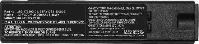 Alt view image 5 of 5 - Synergy Digital Barcode Scanner Battery, Compatible with Zebra DS8100 Barcode Scanner, (Li-ion, 3.7V, 2400mAh) Ultra High Capacity, Replacement for Zebra 82-176890-01 Battery