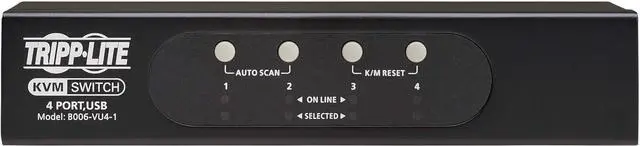 Alt view image 2 of 7 - Tripp Lite 4-Port KVM Switch VGA with USB or PS/2 Port for Keyboard Mouse, Desktop PC, 4 Computers 1 Monitor, Plug and Play - Windows, macOS, Linux Compatible - 3-Year Warranty (B006-VU4-1)