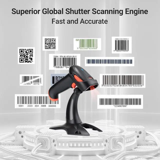Alt view image 4 of 6 - Tera Pro 2023 Newest    Wireless 1D 2D QR Barcode Scanner, 3 in 1 Works with Bluetooth & 2.4G Wireless & USB Wired, Barcode Reader with Vibration Alert HW0002