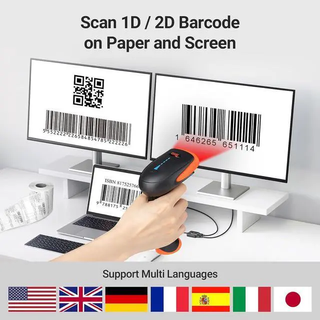 Alt view image 5 of 6 - Tera Pro 2023 Newest    Wireless 1D 2D QR Barcode Scanner, 3 in 1 Works with Bluetooth & 2.4G Wireless & USB Wired, Barcode Reader with Vibration Alert HW0002