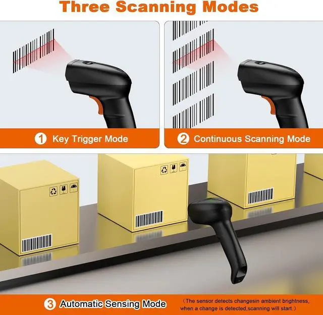 Alt view image 7 of 7 - Alacrity Wireless Bluetooth Barcode Scanner 1D Laser Cordless Barcode Scanner,Versatile One-to-one Mode or More-to-one Mode Handhold Bar Code Scanner with Battery Level Indicator