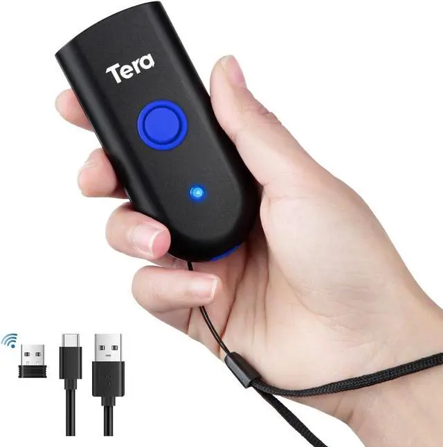 Main image of Tera Mini 1D Barcode Scanner: Pocket Waterproof Wireless Laser Scanner 3 in 1 Compatible with Bluetooth USB Wired Portable Bar Code Reader for Supermarket Logistics Work with iOS Windows Android 1100L