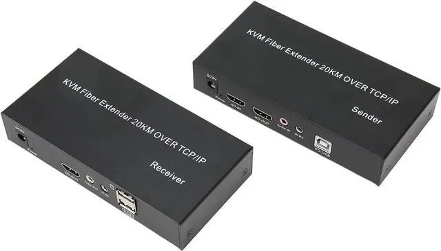 Alt view image 4 of 7 - Ennovor HD KVM Extender,20KM Single Mode Fiber 1080P 60Hz 0 Latency Local Output KVM Fiber Extender for Computer 100240V(US Plug)