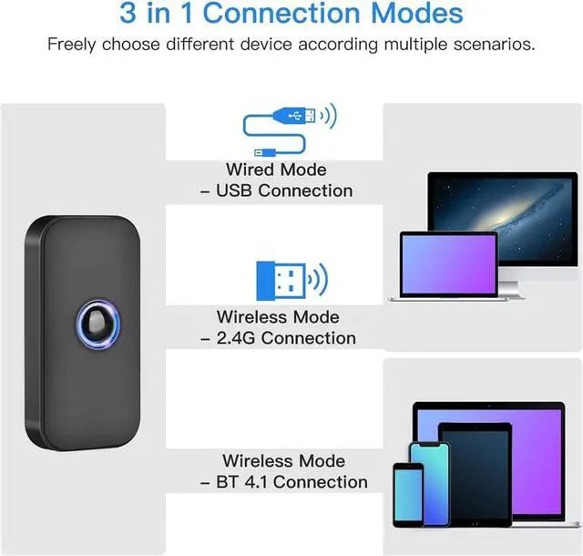 Alt view image 3 of 7 - Automatic Barcode Scanning System Portable 1D Laser Barcode Scanner 2.4G Wireless Fast Precise Scanning Retail Store USB Wired Bar Code Reader