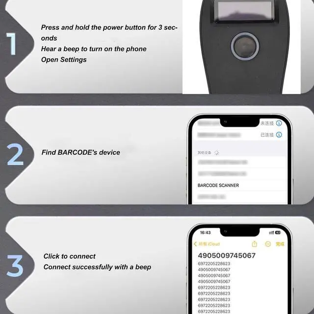 Alt view image 5 of 7 - Barcode Scanner, 1D 2D BT Strong Compatibility QR Code Reader Portable for Logistics