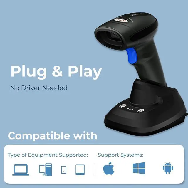 Alt view image 3 of 7 - IOTHOR Wireless Barcode Scanner USB Cordless 1D 2D Dotcode Laser Automatic Reader Handhold Bar Code with Receiver for Store, Supermarket, Warehouse, 174 x 66 90 mm, black (IO-3208SRCSC)
