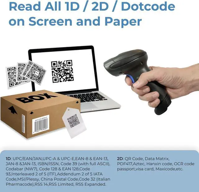 Alt view image 4 of 7 - IOTHOR Wireless Barcode Scanner USB Cordless 1D 2D Dotcode Laser Automatic Reader Handhold Bar Code with Receiver for Store, Supermarket, Warehouse, 174 x 66 90 mm, black (IO-3208SRCSC)