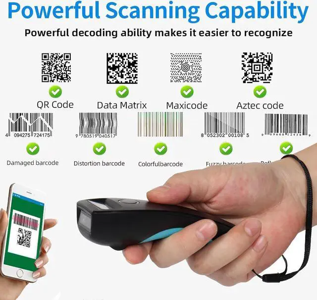 Alt view image 7 of 7 - Handheld 2D QR Code Scanner Wireless and Portable Mini 2D Bluetooth Barcode Scanner